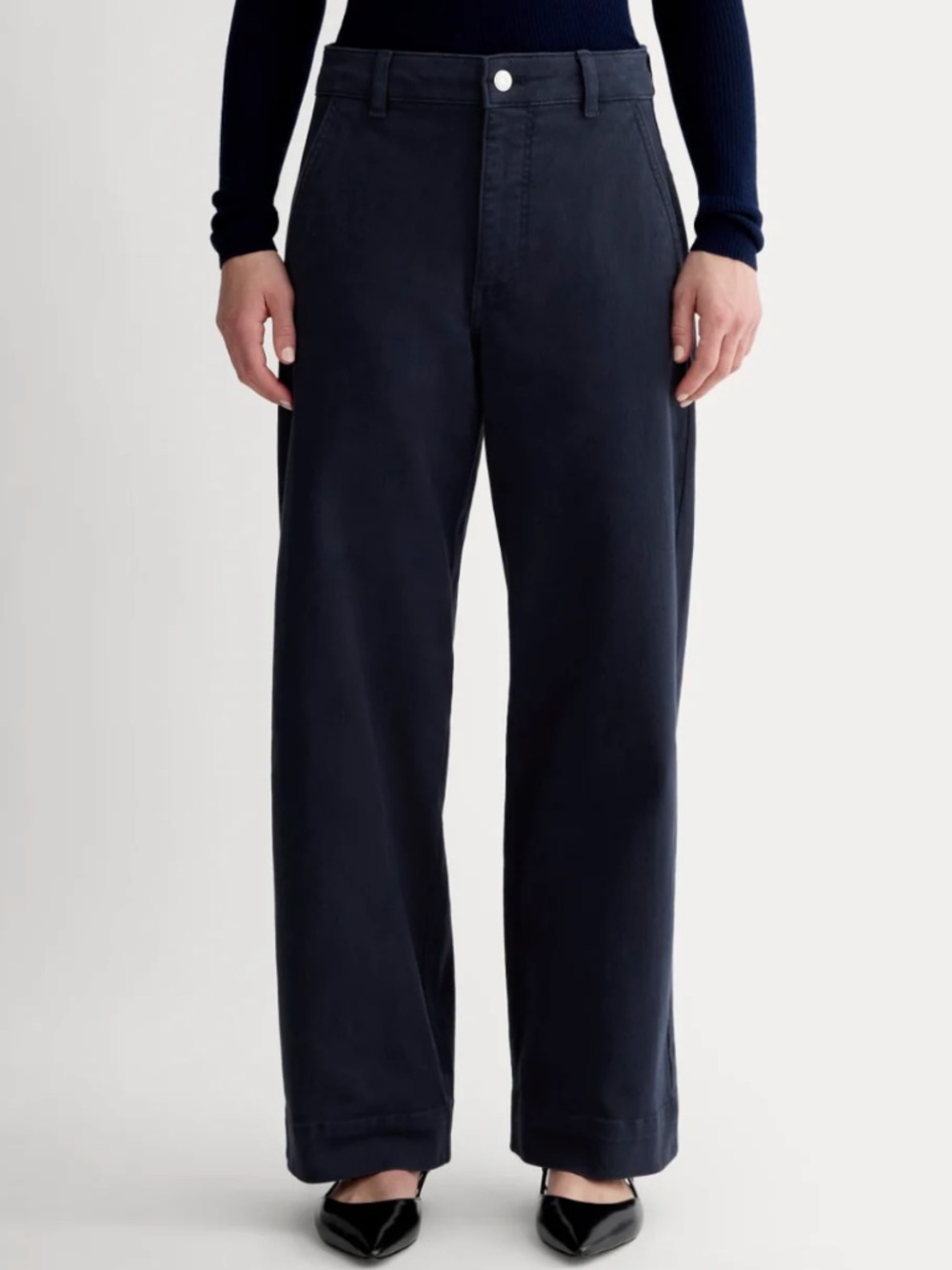 Everlane Women's Navy Blue Utility Wide-Leg Pant High Rise High Waist Size 2 S